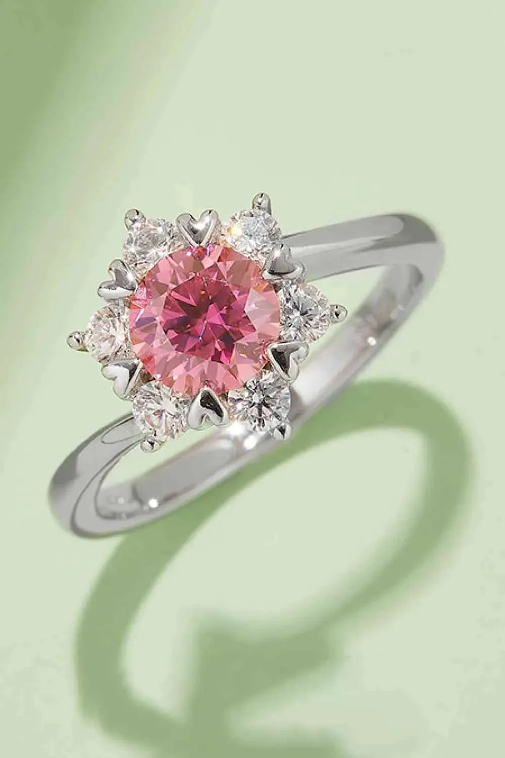 1 Carat Moissanite 925 Sterling Silver Cluster Ring Deep Rose Moissanite - Tophatter Daily Deals